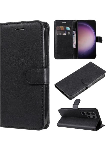 Kart Yuvası Klasik Düz Renk ile Samsung Galaxy S24 Ultra Için Flip Case (Yurt Dışından)