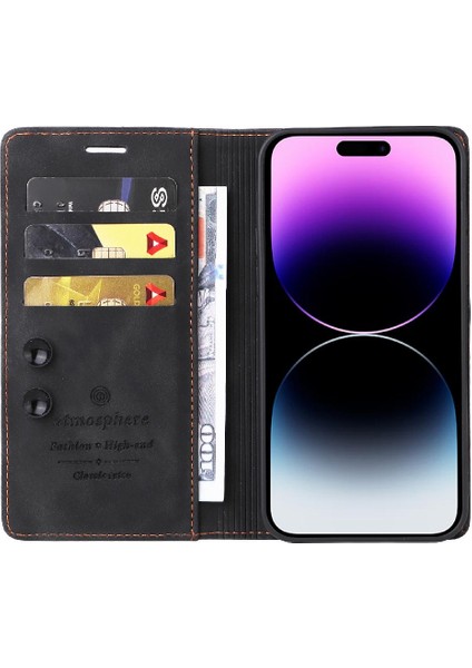 Iphone 15 Için Kılıf Pro Max Kapak Çevirin Basit Iş Deri Kılıf Cüzdan (Yurt Dışından)