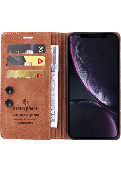 Iphone Xr Deri Kılıf Darbeye Kapak Kapak Cüzdan Basit (Yurt Dışından) modelleri