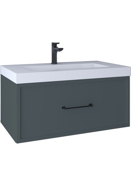 Frame 80 cm Lavabo Dolabı Blue Grey KB710020