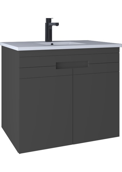 Meta 71 cm Lavabo Dolabı Kapaklı Füme KB710055
