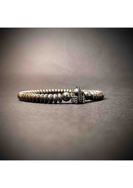 Hematit Kask Figürlü Doğal Taş Bileklik -1