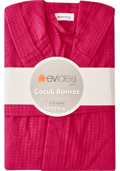 Soft Çocuk Waffle Bornoz - Pembe - 6-8 Yaş