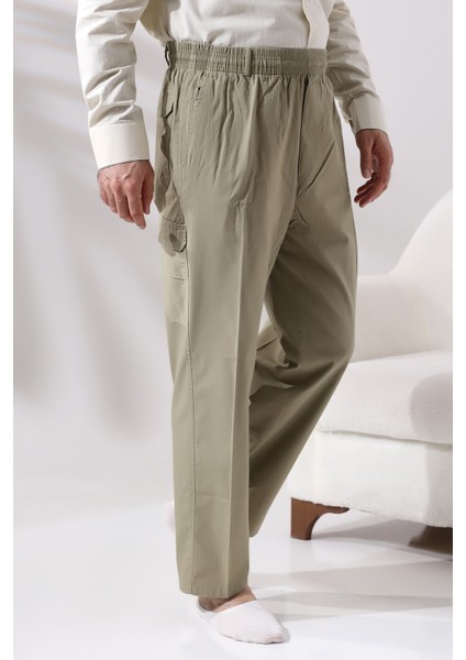 Erkek Açık Haki Yandan Cepli Rahat Kesim Beli Lastikli Kargo Şalvar Pantolon fiyatları