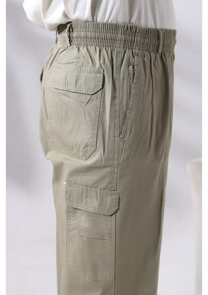 Erkek Açık Haki Yandan Cepli Rahat Kesim Beli Lastikli Kargo Şalvar Pantolon fırsatları