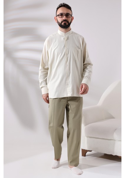 Erkek Açık Haki Yandan Cepli Rahat Kesim Beli Lastikli Kargo Şalvar Pantolon indirimleri