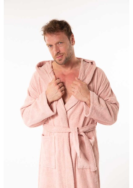 Colours Box Soft Kapüşonlu Erkek Bornoz Mısty Rose-2xl Beden