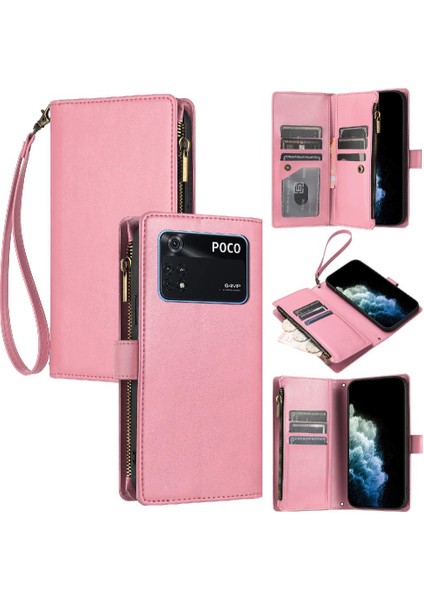 Xiaomi Poco M4 Pro 4g Için Kılıf Cüzdan Fermuar Folio Kapak Kart Yuvaları Pu (Yurt Dışından)