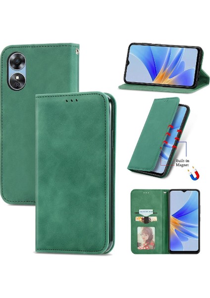 Oppo A17 Için Basit Iş Fermuar Kordon Cüzdan Deri Kılıf (Yurt Dışından)