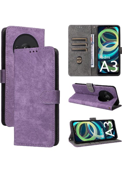 Xiaomi Redmi A3 Kart Yuvaları Için Kılıf Kapak Pu Deri Flip Folio Cüzdan (Yurt Dışından)