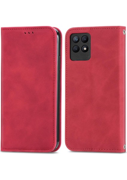 Realme 8i Basit Iş Cüzdan Kordon Fermuar Deri Kılıf (Yurt Dışından)