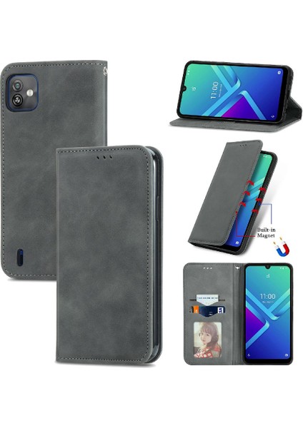 Wiko Y82 Cüzdan Basit Iş Deri Kılıf Fermuar Kordon Için Kılıf (Yurt Dışından)