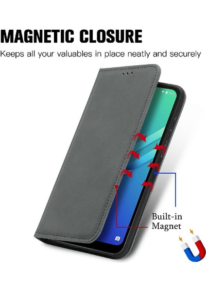 Wiko Y82 Cüzdan Basit Iş Deri Kılıf Fermuar Kordon Için Kılıf (Yurt Dışından)