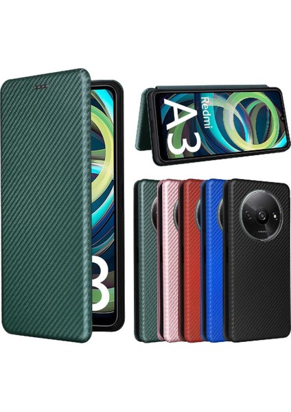 Kart Tutucu Kickstand ile Xiaomi Redmi A3 Manyetik Karbon Fiber Için Kılıf (Yurt Dışından)