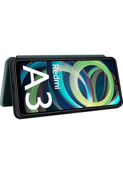 Kart Tutucu Kickstand ile Xiaomi Redmi A3 Manyetik Karbon Fiber Için Kılıf (Yurt Dışından) modelleri