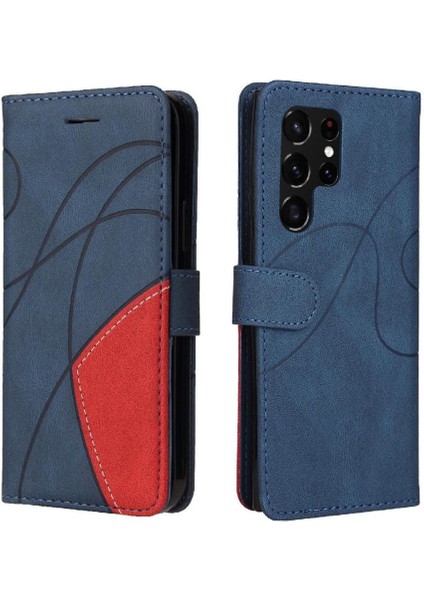 Samsung Galaxy S22 Ultra Kart Yuvası Standı Iki Renkli Pu Flip (Yurt Dışından)