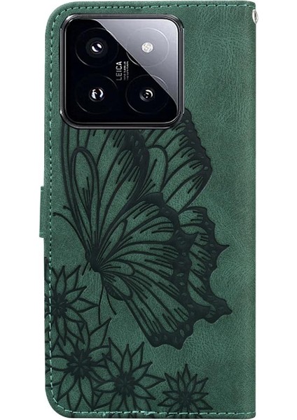Xiaomi 14 Pro Deri Cüzdan Büyük Kelebek ile Elmas (Yurt Dışından)
