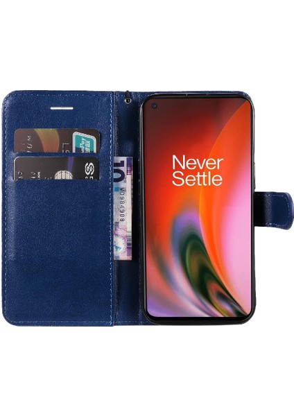 Oneplus Nord 2 5g Için Flip Case Kart Yuvası ile Klasik Düz Renk Yüksek (Yurt Dışından)