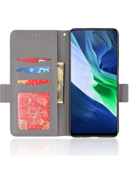 Infinix Not 10 Pro Cüzdan Kart Yuvaları Için Kılıf Tutucu Pu Deri Manyetik (Yurt Dışından)