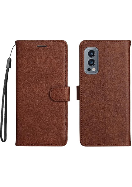 Oneplus Nord 2 5g Için Flip Case Kart Yuvası ile Klasik Düz Renk Yüksek (Yurt Dışından)