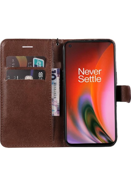 Oneplus Nord 2 5g Için Flip Case Kart Yuvası ile Klasik Düz Renk Yüksek (Yurt Dışından)