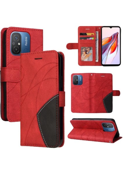 Xiaomi Redmi 11A 4g Için Kart Yuvası Standı Pu ile Iki Renkli Dikiş (Yurt Dışından)
