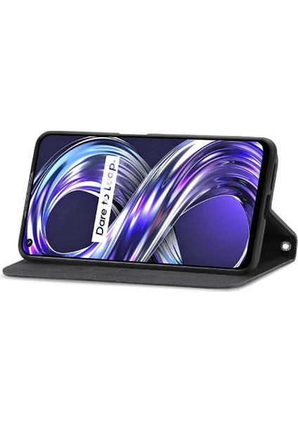 Realme 8i Basit Iş Cüzdan Kordon Fermuar Deri Kılıf (Yurt Dışından)