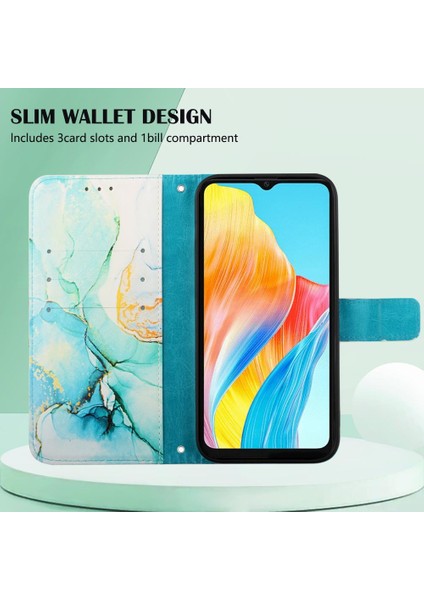 Oppo A38 4g Kickstand Mermer Desen Pu Deri Cüzdan Için Kılıf (Yurt Dışından) modelleri