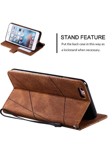 IPhone 6 Için Kılıf Artı/6s Artı Manyetik Pu Deri Kart Tutucu Kickstand (Yurt Dışından)