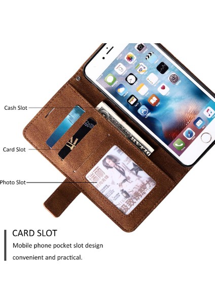 IPhone 6 Için Kılıf Artı/6s Artı Manyetik Pu Deri Kart Tutucu Kickstand (Yurt Dışından)