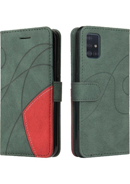Samsung Galaxy A51 5g Iki Renkli Dikiş Kickstand Koruyucu Pu (Yurt Dışından)