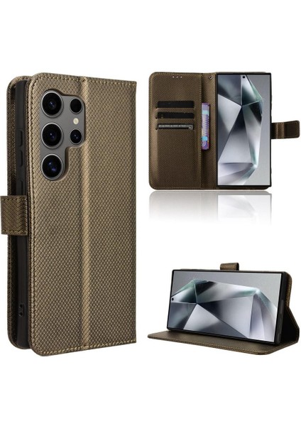 Samsung Galaxy S24 Ultra Kickstand Kapak Manyetik Cüzdan Kartı Için Kılıf (Yurt Dışından)