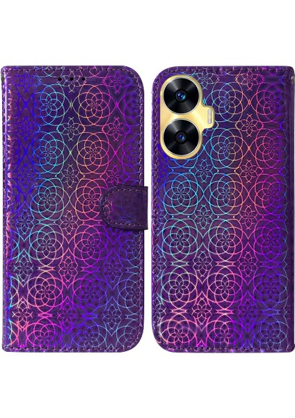 Oppo Realme C55 Standı Tutucu Glitter Renkli Cüzdan Kılıf Premium (Yurt Dışından)
