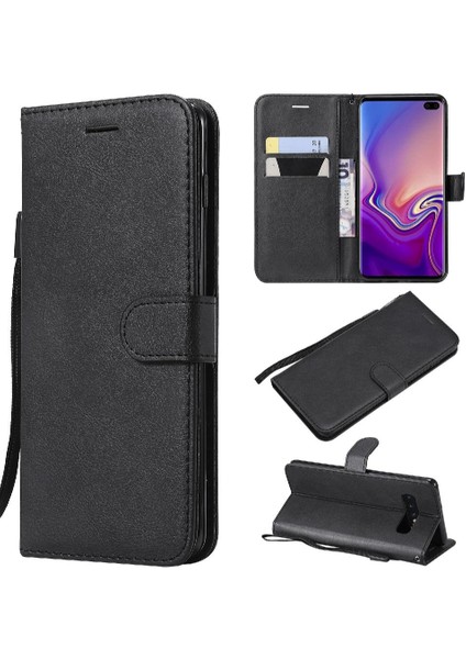 Kart Yuvası ile Samsung Galaxy S10 Artı Klasik Düz Renk Için Flip Case (Yurt Dışından)