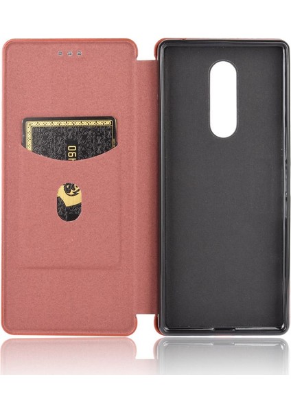 Kart Tutucu Kickstand ile Sony Xperia 1 Manyetik Karbon Fiber Için Kılıf (Yurt Dışından) indirimleri