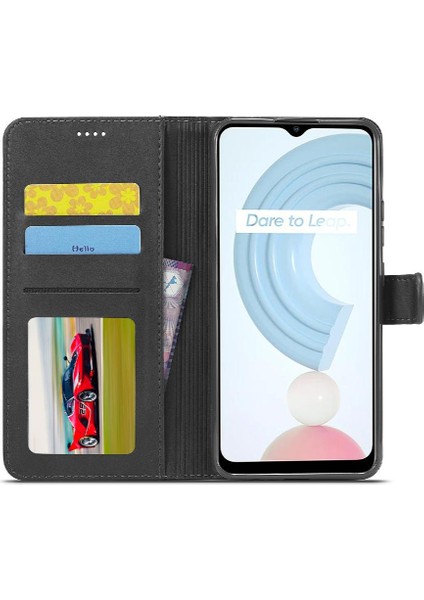 Tutucu ile Realme C35 Için Kılıf Buzağı Doku Yatay Çevir Deri Kılıf (Yurt Dışından) fiyatları