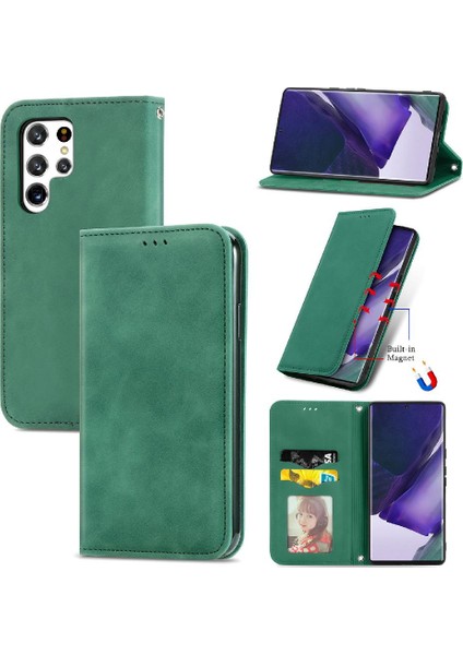 Samsung S22 Ultra Cüzdan Kılıf Kapak Kapak Basit Iş Için Kılıf (Yurt Dışından)