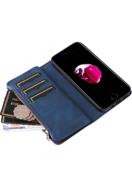 IPhone 6 Için Kılıf Artı/6s Artı Fermuar Cüzdan Tarzı Iki Renkli Dikiş (Yurt Dışından)