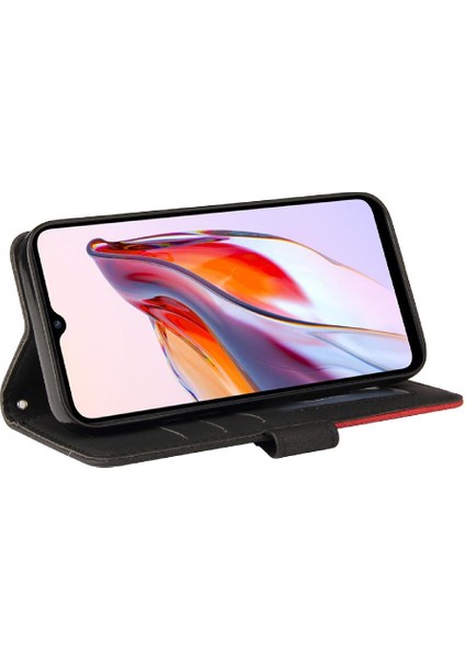 Xiaomi Redmi 12C Iki Renkli Dikiş Için Kılıf Kickstand Koruyucu Pu Flip (Yurt Dışından) modelleri