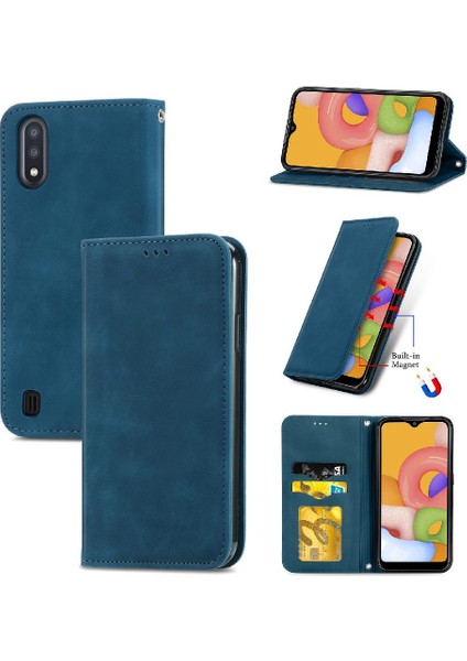 Samsung A01 Için Basit Iş Cüzdan Darbeye Deri Kılıf Flip (Yurt Dışından)