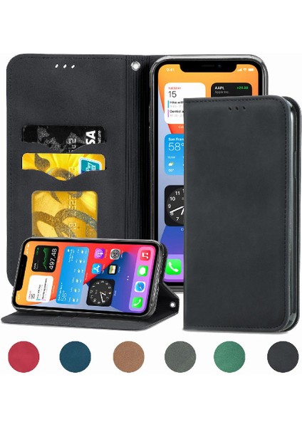 Iphone Xr Darbeye Dayanıklı Basit Iş Cüzdan Deri Kılıf Flip (Yurt Dışından)