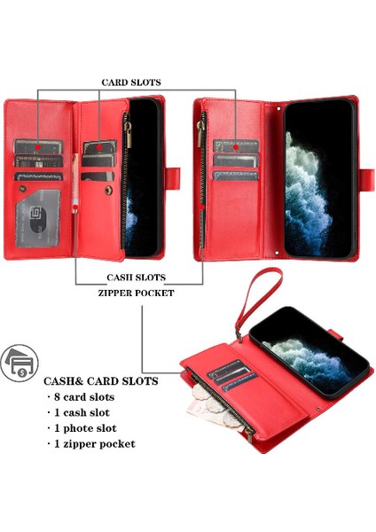 Iphone 15 Için Kılıf Pro Max Çanta Kapak Pu Deri Kart Yuvaları Folio Kapak (Yurt Dışından)