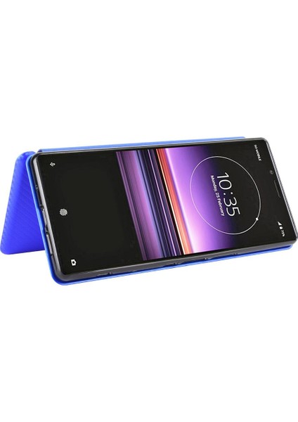 Kart Tutucu Kickstand ile Sony Xperia 1 Manyetik Karbon Fiber Için Kılıf (Yurt Dışından) modelleri
