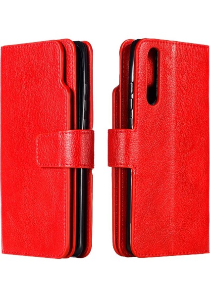 Huawei P30 Kickstand 9 Kart Yuvaları Için Kılıf Pu Deri Cüzdan Manyetik (Yurt Dışından)