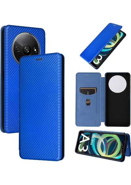 Kart Tutucu Kickstand ile Xiaomi Redmi A3 Manyetik Karbon Fiber Için Kılıf (Yurt Dışından)