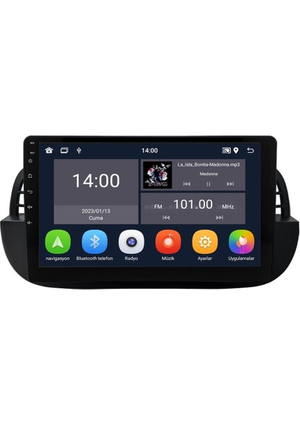 Fiat 500 (2008-2014) Android 14 Multimedya Carplay 9 Inch 4 GB Ram / 64 GB Hafıza CRV-4652XDB
