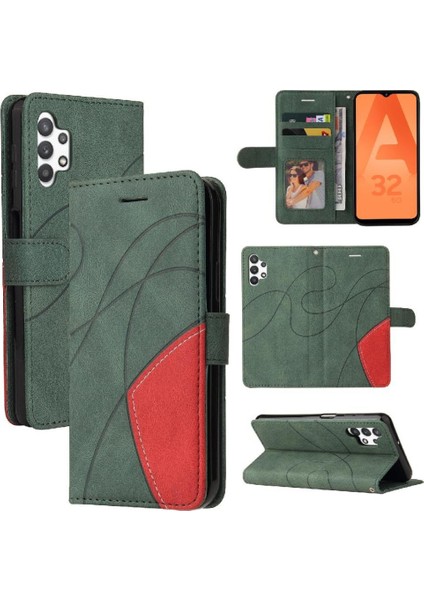 Kart Yuvası Standı ile Samsung Galaxy A32 5g Için Kılıf Pu Deri Flip Folio (Yurt Dışından)