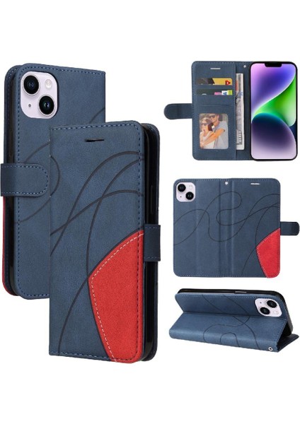 IPhone 15 Artı Kickstand Koruyucu Pu Deri Flip Folio Kılıf (Yurt Dışından)