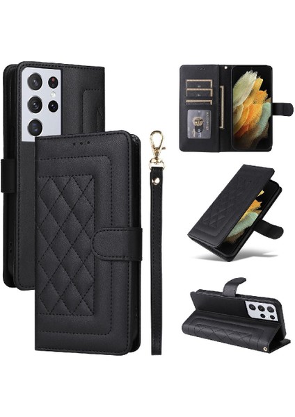Samsung Galaxy S21 Ultra Darbeye Deri Kılıf Için Flip Case Basit (Yurt Dışından)