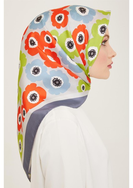 Çiçek Desenli Twill İpek Eşarp 24Ya9106 54 54 modelleri